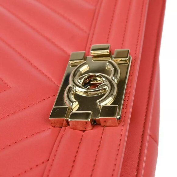 Boy Chanel Pink Lambskin Chevron Medium Double Chain Shoulder Bag 57075 - Picture 4 of 11
